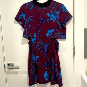 Topshop Grape/Blue Side Cut Out Short Sleeve Dress